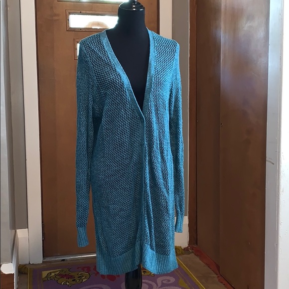 TORRID teal open knit boyfriend cardigan! - Picture 6 of 8